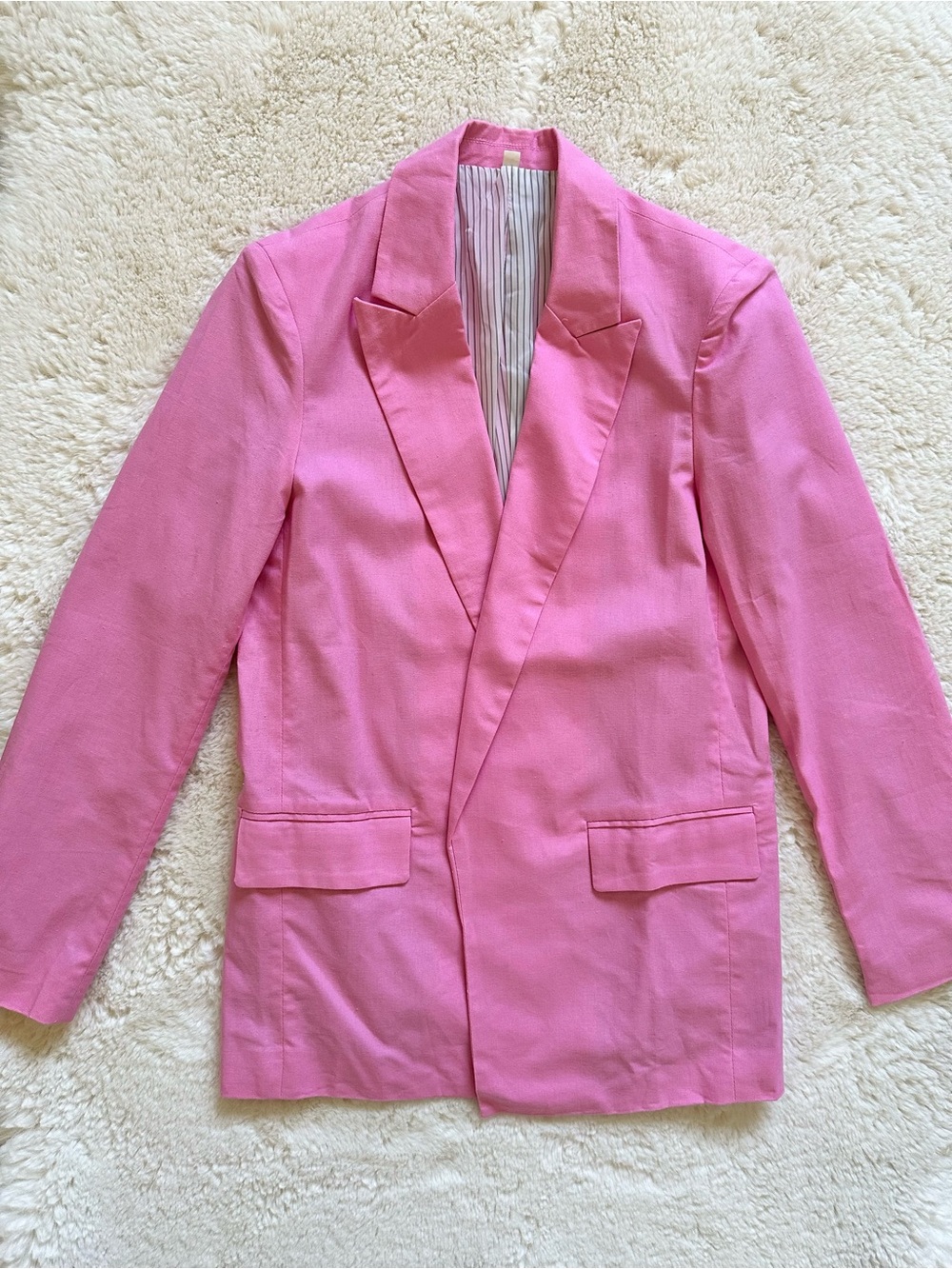 Women's Solid Color Shawl Collar Long Sleeve Casual Blazer Pink Small